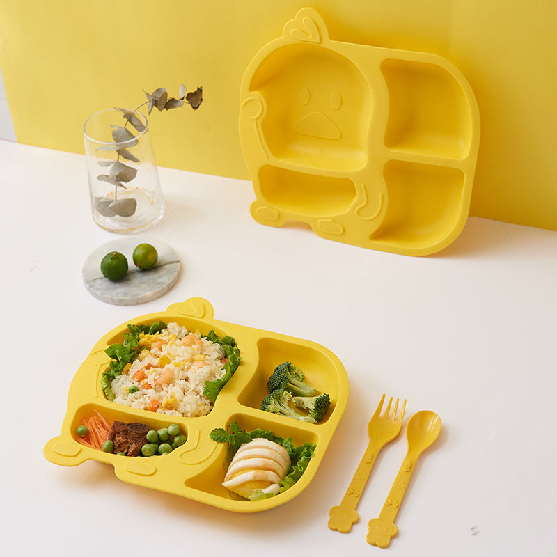 Creative And Fashionable Five-Piece Cartoon Baby Children's Tableware Dinner Plate Household Anti-Fall Split Grid Cartoon Set Complementary Food Bowl