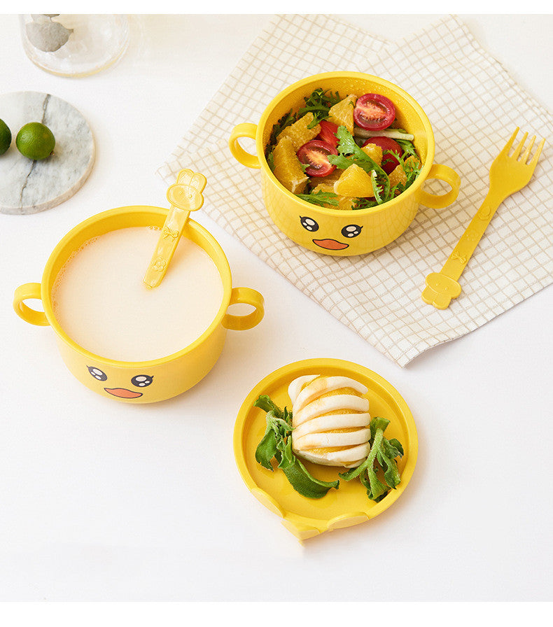 Creative And Fashionable Five-Piece Cartoon Baby Children's Tableware Dinner Plate Household Anti-Fall Split Grid Cartoon Set Complementary Food Bowl
